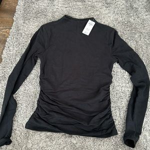 Abercrombie & Fitch Long-Sleeve Cotton-Blend Seamless Fabric Mockneck Top